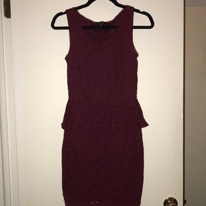 Burgundy Lace Peplum Dress